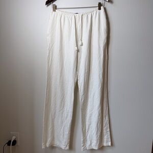 Brandy Melville linen blend wide leg pants elastic drawstring waist pockets